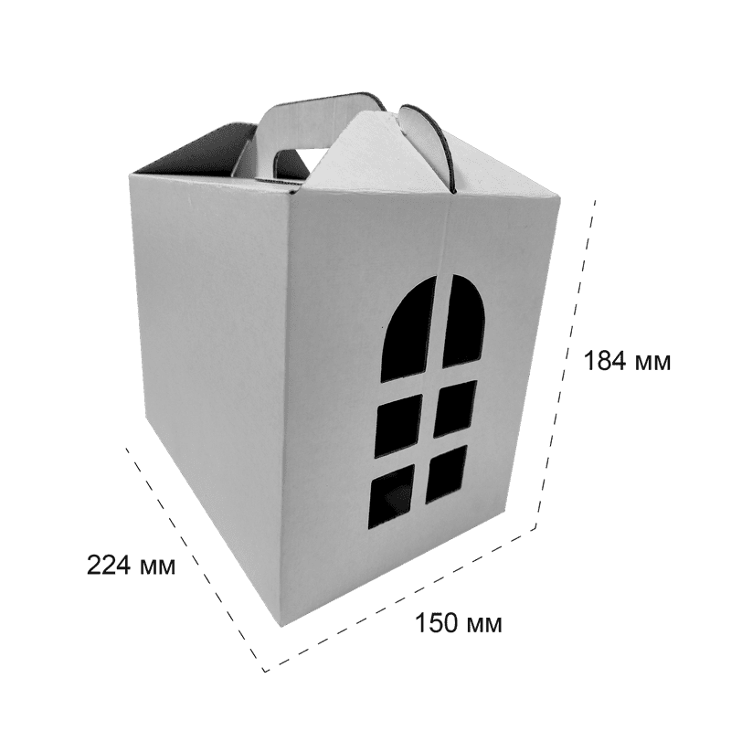 Самосборный короб для подарка, с ручкой, 152x122x182 Е Белый