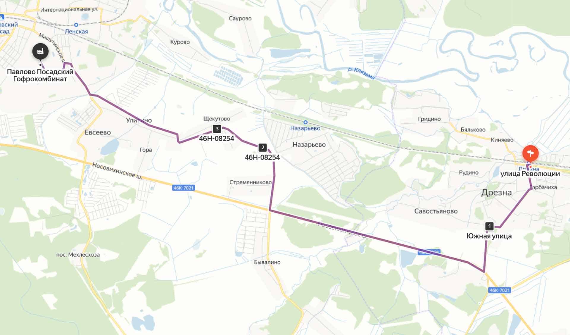 Схема проезда на Павлово-Посадский гофрокомбинат из Дрезны