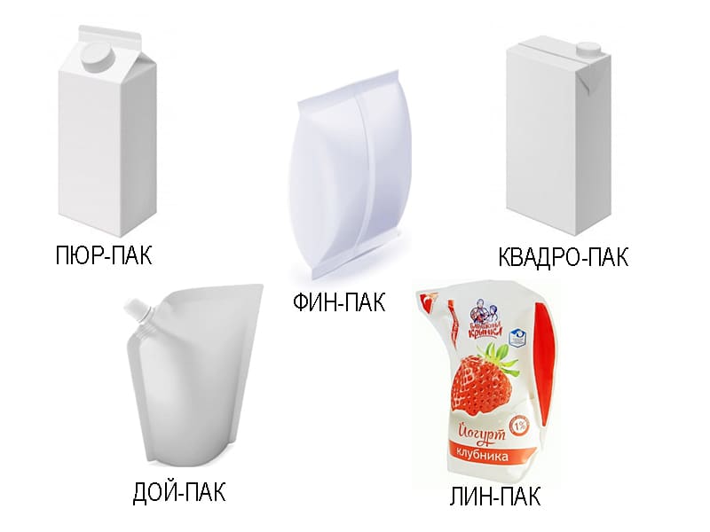 Виды пакетов для молочной продукции